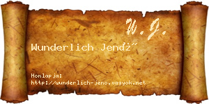Wunderlich Jenő névjegykártya